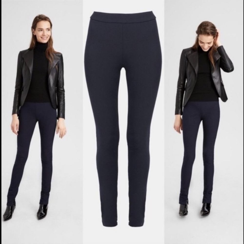 Theory Bi-Stretch Cotton High-Waisted Legging Pants in black Size 2